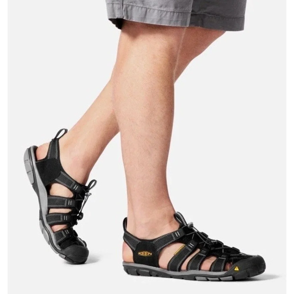 Keen Clearwater CNX Sandals Black Comfort Lace-Lock Bungee Waterproof Mens Sz 12